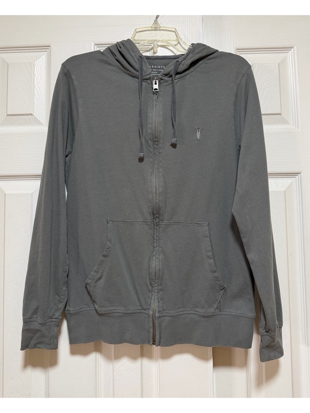 Allsaints Brace Full Zip Grey Hoody - Size Small